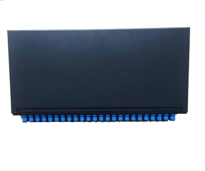 China 482*200*45mm SC Duplex 482*200*45mm Dimension 24 Core 1U Rack Type Fiber Optic Telecommunication 48 Core Patch Panel for sale