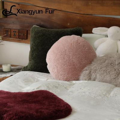 China Creative Natural Soft Sheepskin Soft Cushion Design 100% Wool Mongolian Sheep Rests Cushion Fur Pillow for sale