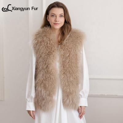 China Luxury Chaleco De Piel Fashion Prices Cashmere Women Shearling Mongolian Lamb Fascinating Comfortable And Beautiful Sheepskin Long Vest 100% Soft Fur Vest for sale