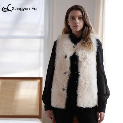 China High Quality Soft Chaleco De Piel Sheep Texture Soft Natural Warm Mongolian Women's Fur Vest Comfortable And Beautiful Real Winter for sale