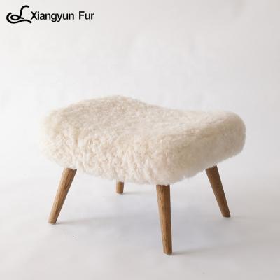 China Unique White Mongolian Stool Feeling Soft Smooth Fur Bedroom Living Room Decorative Makeup Seat Chair Small for sale