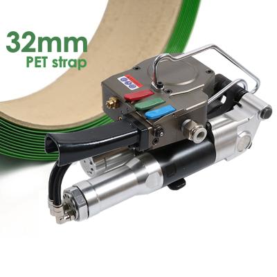 China Draagbare Pneumatische Baling Press 32mm PP/PET Strap 6000N Spanningskracht Handheld Pneumatische Strapping Tool pallet strapping machine Te koop