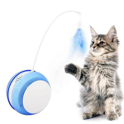 China Cat Playing Automatic Cat Ball Toy Cat Rod USB Rechargeable Electric Interactive Kitten Toys with Feather Cat Rod Tumbler for sale