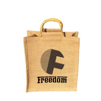 China Eco-Friendly Personalized Cheap Natural Burlap Tote Bags Reusable Jute Shopping Bag for sale