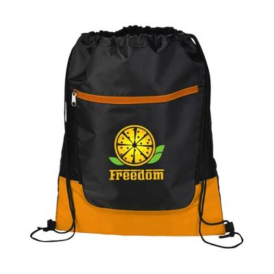 China Eco-Friendly Wholesale Custom Organic Natural Grocery Printed Polyester Shopping Drawstring Bags for sale