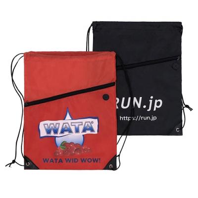 China Good Quality Polyester Eco - Friendly Promotional Drawstring Bags With Zipper Pocket for sale