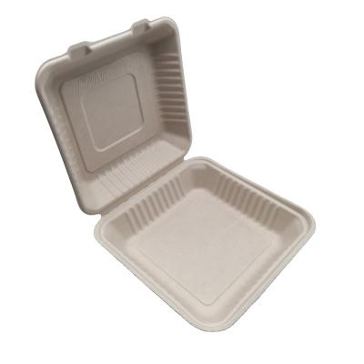 China 100% Biodegradable Recyclable 9inch 1300ml Compostable Clamshell Sugar Cane Bagasse Disposable Food Container for sale