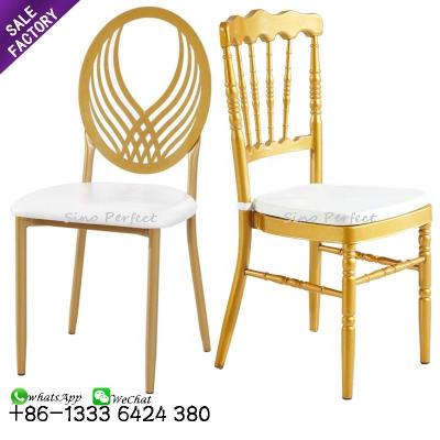 China China manufacturer modern wedding event furniture gold metal napoleon chairs for rental outdoor for sale