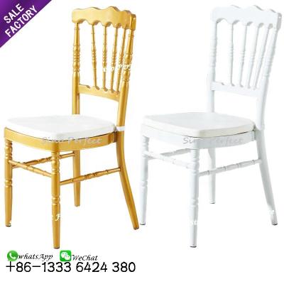 China Hotel chair good selling modern Foshan furniture white gold white metal hotel wedding chiavari Napoleon steel steel chair for sale for sale