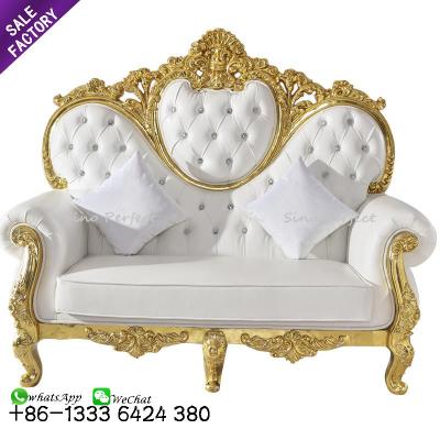 China Modern White Leather Carved Kings Loveseat Throne Chairs for sale