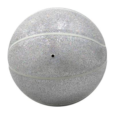 China Customized Basketball With Your Logo Shinning Silver PU Indoor Outdoor Size 7 To Train HF-7016 for sale