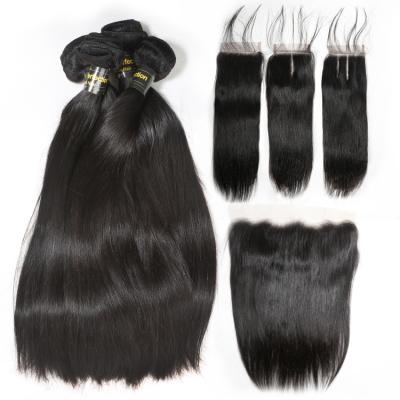 China JP Silky Straight Free Sample Good Quality Brazilian Virgin Hair 3 Bundles With Closure, Raw Hair Wholesale 3 Bundles With Closure for sale