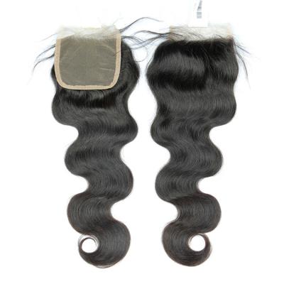 China Natural Black Soft Body Wave JP Hair Body Wave 4 Through 4 Cap Size Top Lace Up Brazilian Virgin Hair Closure for sale