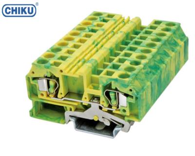 China PA66 Din Rail Terminal Block Spring Cage Ground Terminal Block , Din Rail Spring Terminal Block for sale