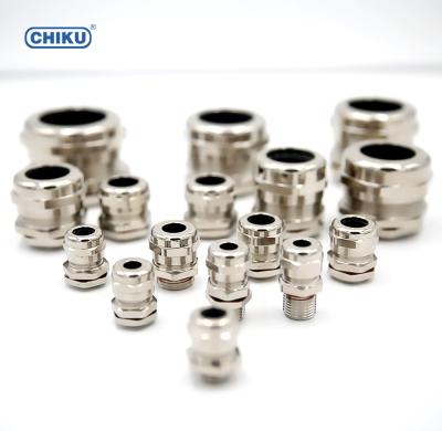 China Cable firmly PG7, PG9, metal cable gland waterproof nickel-plated brass cable joint plug gland PG11-PG48IP68 for sale