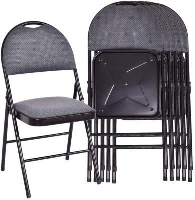 China Durable Popular Malaysia Folding Office Chair Black Folding Chairs Upholstered Padded And Back Seat With Metal Frame For Home for sale