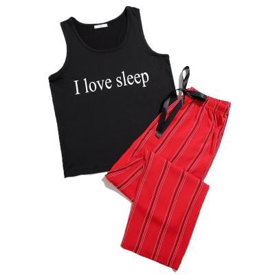 China Trade 2 QUICK DRY Wholesale PC china sleepwear pajamas sleeveless tank top striped pj pants women sorority pajamas bamboo squishy homewear for sale