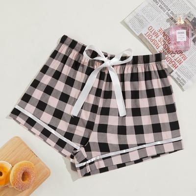 China High Quality QUICK DRY Plaid Printed Rayon Summer Pajamas Panties Women Girls Ladies Night Sleep Lounge Wear Shorts Pajama Bottoms for sale