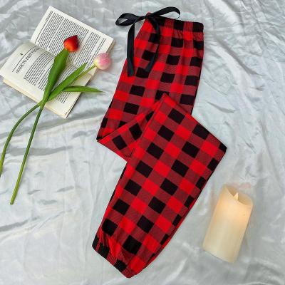 China 95% polyester 5% QUICK DRY spandex red plaid printed wholesale pj pajama pants long sleepwear loungewear pajama bottoms for women girls for sale