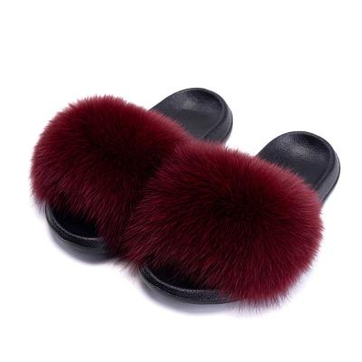 China Wholesale PROMOTION Anti-slippery PRICE FUR Slippers Flush Soft Raccoon Fur Slipper Outdoor Slider Sandals Smudge Fur Slides For Women for sale