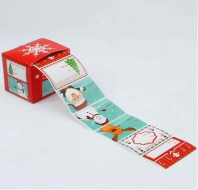 China Merry Christmas Waterproof Custom Printed Decorative Label Stickers Roll Present Gift Labels Stickers Sheet With Box for sale