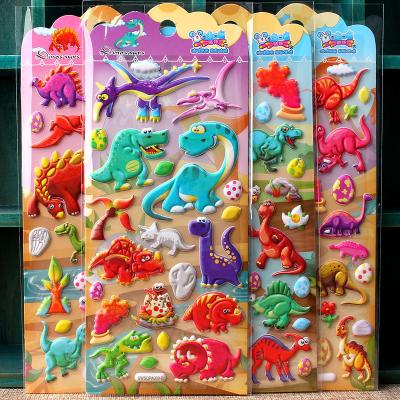 China Cute Bubble World Dinosaur Stickers Kawaii 3d Foam Wallpapers DIY Animal Cartoon Stickers Wholesale Waterproof PVC for sale