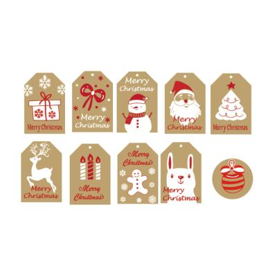 China Wholesale Custom Cute Christmas Style Decoration Christmas Tree Label Wrapping Paper Cute Pendant Shape Waterproof Small for sale