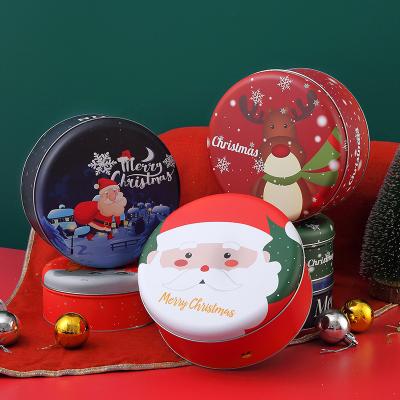 China Merry Christmas Round Candy Box Paper Gift Packaging Box Biodegradable Produced Paper Food Box for sale