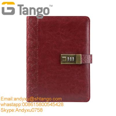 China High Quality Hardcover Vintage PU Leather Business Secret Notebook Coded Lock Notebook for sale