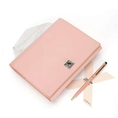 China Custom 2019 planner diary a5 pink leather planner notebook with pen loop for sale