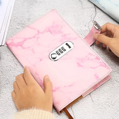 China Wholesale Refillable Diary Books High Quality Leather Diary Hard Cover Book With Code Lock for sale