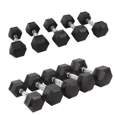 China Dumbell Set Lydia Gym Use Factory Supplied Color Hexagon Rubber Dumbbell 60Lb for sale