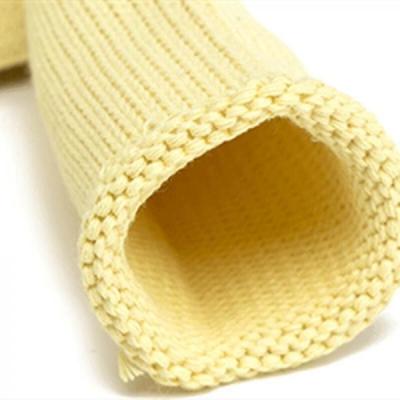 China Schnittbeständiges Aramidfasergewebe Kevlar Rippen gestrickte Ärmel Strickgewebe mit langen Streifen zu verkaufen