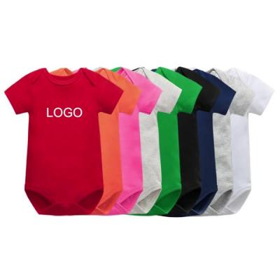 China 2021 Hot Selling Universal Newborn Infant White Cotton Logo Baby Romper Custom Made Short Sleeve Blank for sale