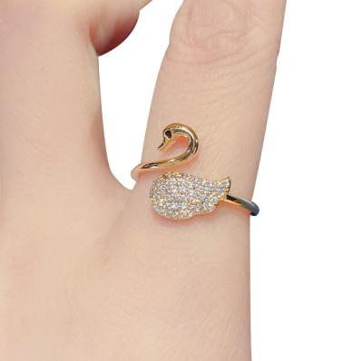 China The Other Small Swan Ring Fashion Personality Finger Ring Light Design Female Luxury Women's Open Ring for sale