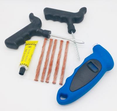 China Tire Repair Kit Emergency Tool with Tire Gauge Tubeless Digital Tire Repair Kit with Fork Drill and Wire Drill for sale