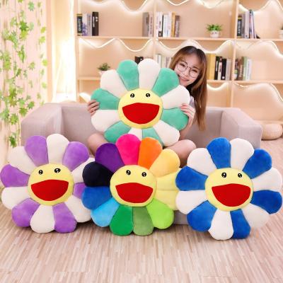 China Color Popular Custom Size Sunflower Pillow OEM ODM Factory Colorful Smiley Office Home Decorative Sofa Sunflower Pillow Cushion Plush Toy for sale