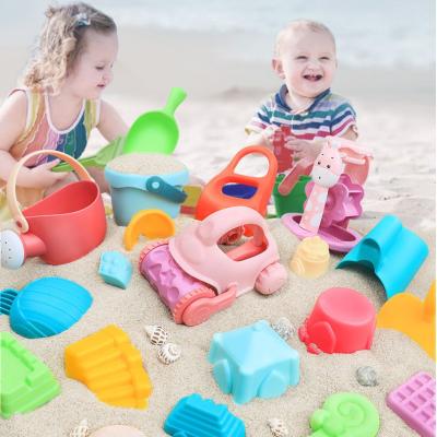 China Soft Glue Kids Fun Beach Toys Set Baby Summer Beach Bucket Shovel Sand Dredger Playing With Water Toys for sale