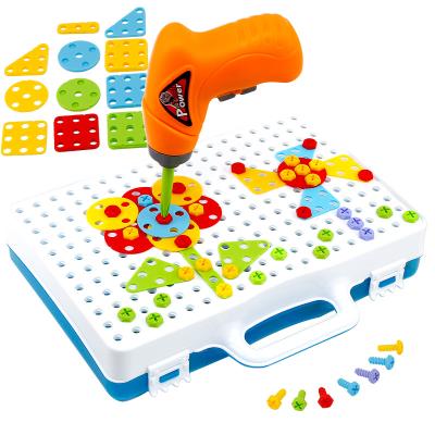 China Children's toys children's electric drill nut set tool kit suitcase disassemble the screw puzzle children's toys set for sale