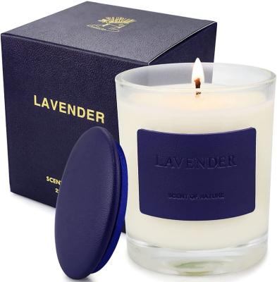 China Lavender Scented Pillar Candle Scented Holiday Home Festival Decor Luxury Hot Sale 7.8Oz 50 Hours Soy Wax Aromatherapy Organic Jar Candle Eco-Friendly for sale