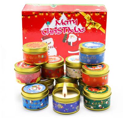 China Wholesale Warm Natural Scented Pillar Candle Amazon Christmas Gift 2.5Oz-12pcs Soy Wax Scented Candles Luxury Aromatherapy Tin Jar Candle for sale