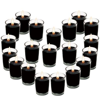 China Wholesale Hot 2.2Oz 20Pcs Birthdays Aesthetic Luxury Black Jar Candles Set Votive Halloween Unscented 100% Natural Soy Wax Candle for sale