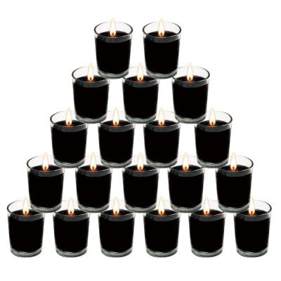 China 20 Piece Hot Black Wax Birthdays New Arrival 2.2Oz Unscented Glass Jar Candles Set Pillar Votive Halloween 100% Natural Soy Wax Candle for sale