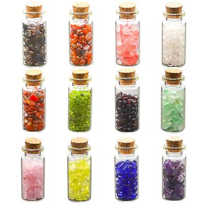 China Hot Sale 12Pcs Spiritual Europe Amazon Healing Crystal Chakra Set Crystal Energy Stones Raw European Style Luxury in Glass Bottle for sale