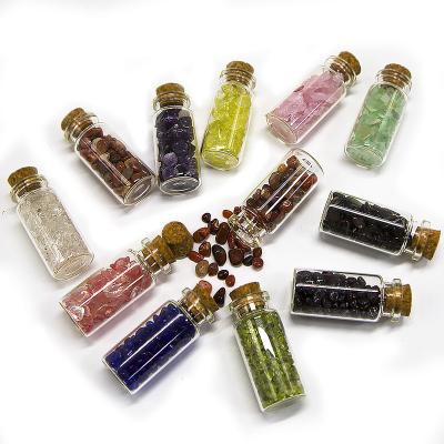 China Europe Luxury Hot Selling Amazon Chakra Spiritual Healing Set Crystal Energy Stones Colorful Raw European Style In Glass Bottle Set Of 12 for sale