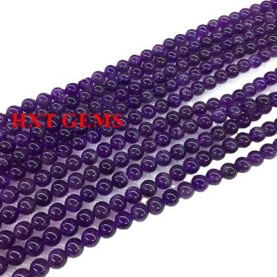 China Natural Amethyst Round Beads Natural Stone Beads Wholesale Quartz Beads for sale