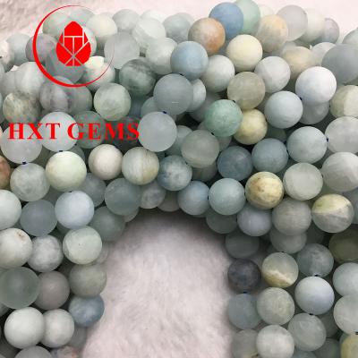 China Matte Round Beads Wholesale Stone Natural Blue Green Multicolor Beads for sale