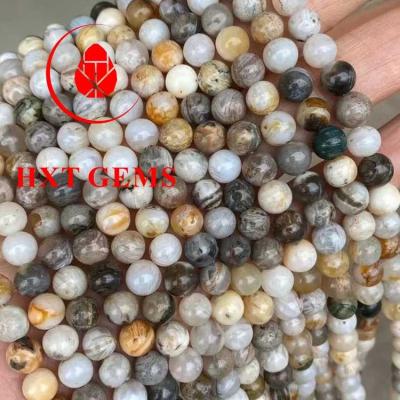 China Natural Bamboo Leaf Agate Round Beads Stone Beads Wholesale for sale