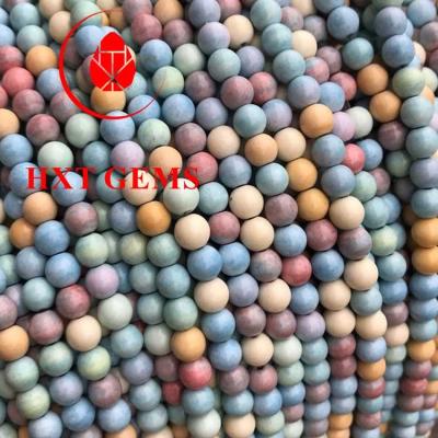 China Wholesale Natural Natural Alashan Rainbow Agate Round Agate Beads for sale