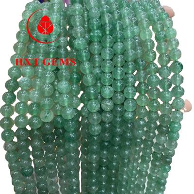 China Wholesale Natural Natural Strawberry Quartz Green Round Beads Stone Beads for sale